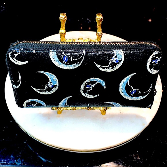 MIU MIU ZIPPY WALLET ART MADRES PRINT NERO MOONS CRESCENT MOON - Picture 6 of 14